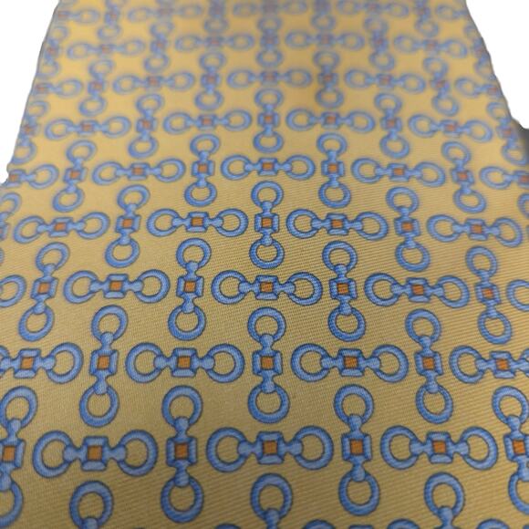 BROOKS BROTHERS Men’s Yellow Makers Tie 100% Silk Made in‎ USA Long 63" x 3.75" - Picture 5 of 7